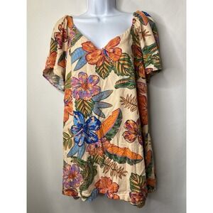 Blue Steel Womens Hawaiian Tunic Shirt Measures XL Alligator Novelty Print Coast